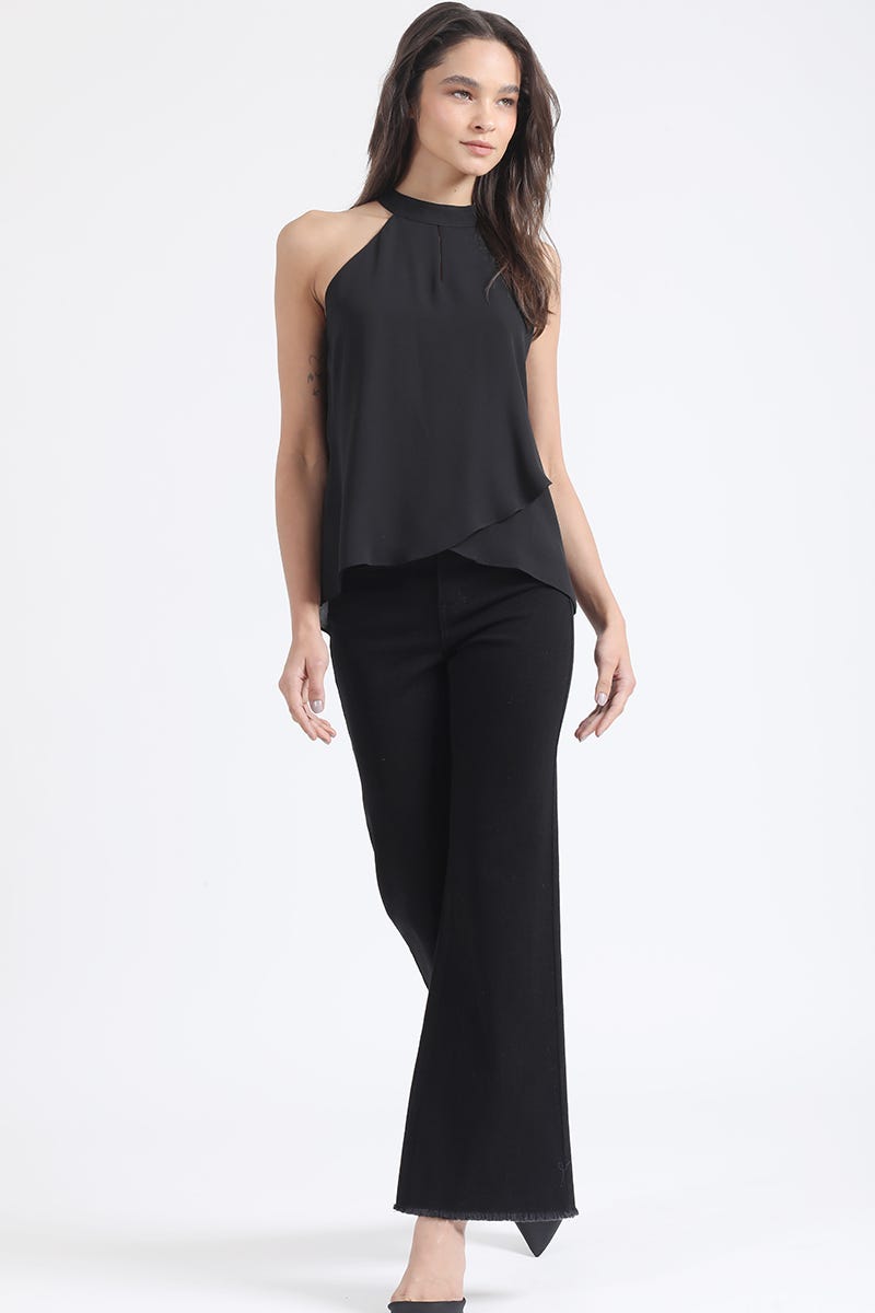 Blusa cuello alto sin manga clearance