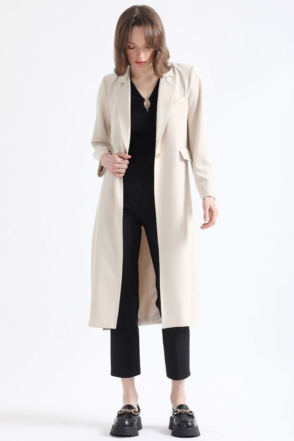 CHAQUETA LARGA LIVIANA, BEIGE