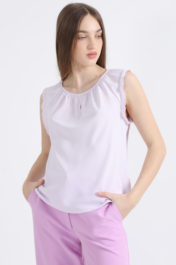 BLUSA VOLANTES ROMANTICO, LILA