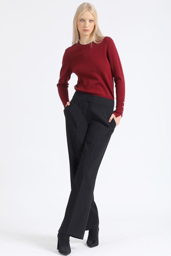 PANTALON MASCULINO RECTO, TIRO ALTO, NEGRO