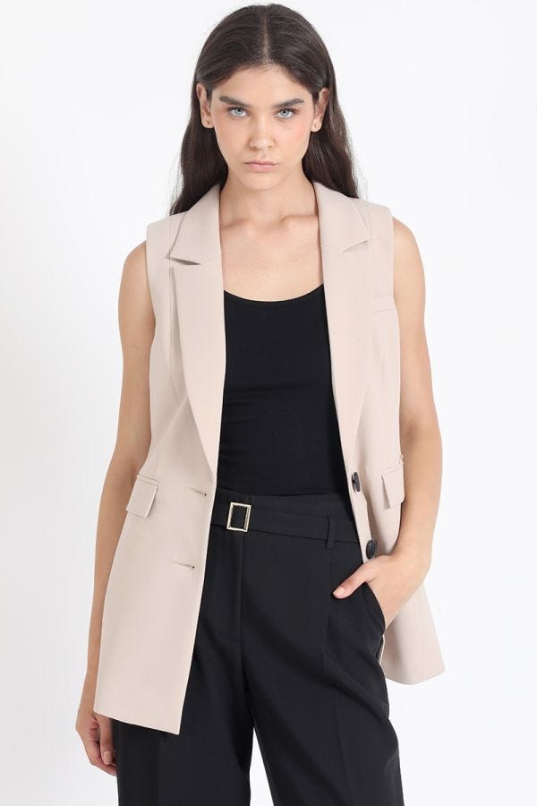 BLAZER SIN MANGAS, BEIGE