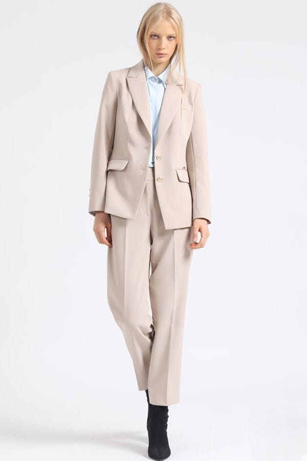 BLAZER BASICO ENTALLADO,BEIGE
