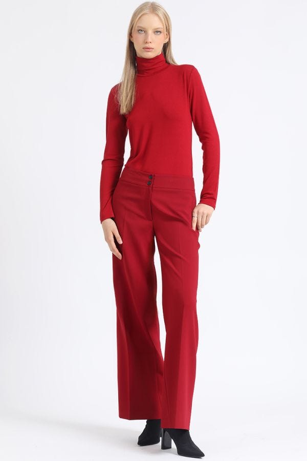 PANTALON ANCHO TIRO ALTO, VINO