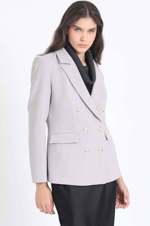 BLAZER ENTALLADO CRUZADO, GRIS