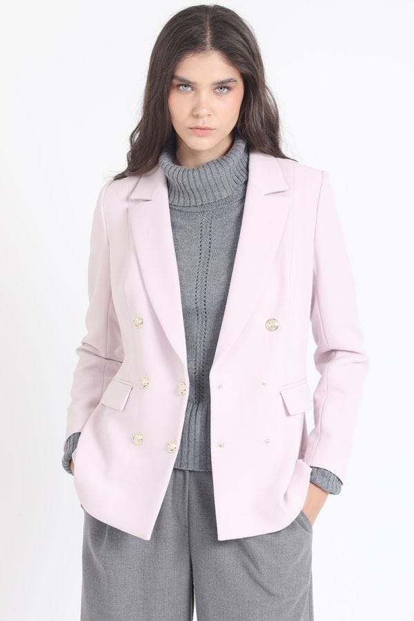 BLAZER ENTALLADO CRUZADO, ROSA