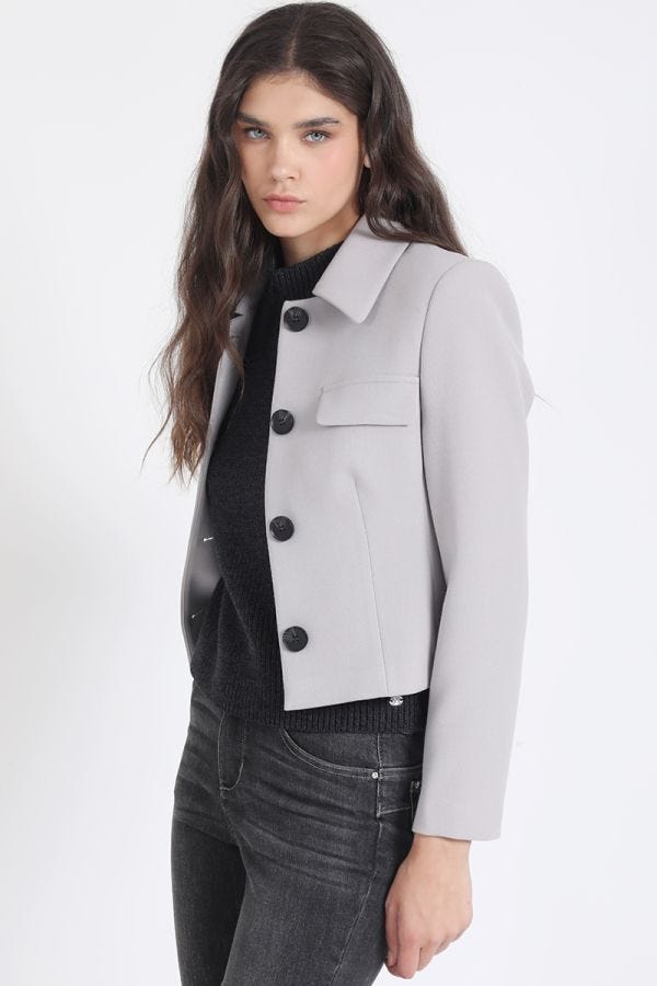 CHAQUETA CROP TAPETA DECORATIVA, GRIS