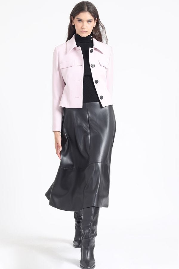 CHAQUETA CROP TAPETA DECORATIVA, ROSA
