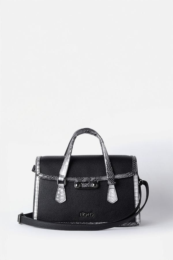 CARTERA APLICACIÓN PITON, EFECTO CUERO, NEGRO