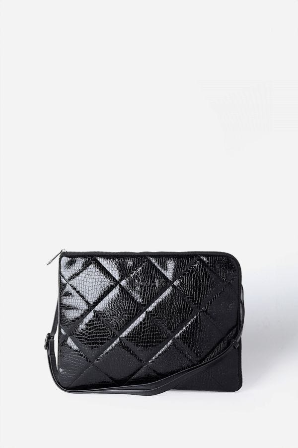 BOLSO LAPTOP, ACOLCHADO PITON CHAROL, EFECTO CUERO, NEGRO