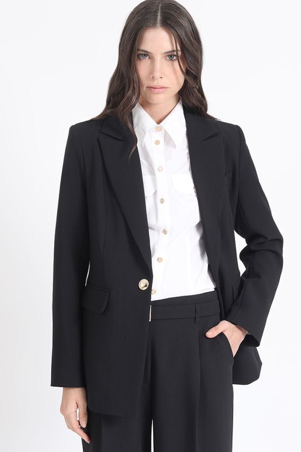 BLAZER ENTALLADO CLASICO, NEGRO