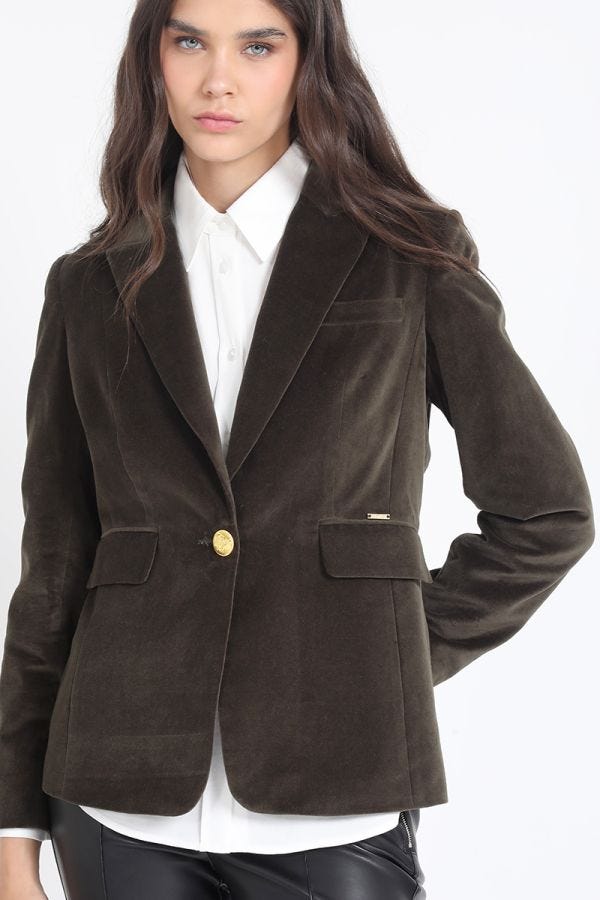 BLAZER ENTALLADO TERCIOPELO, MILITAR