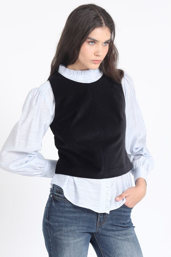 TOP TERCIOPELO, NEGRO