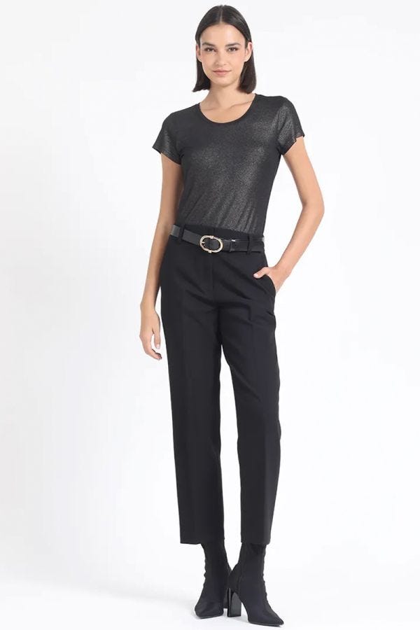PANTALON SASTRE TIRO ALTO, NEGRO