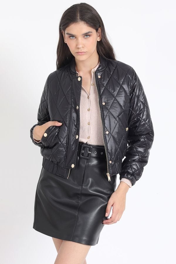 PARKA CORTA BOMBER, NEGRO