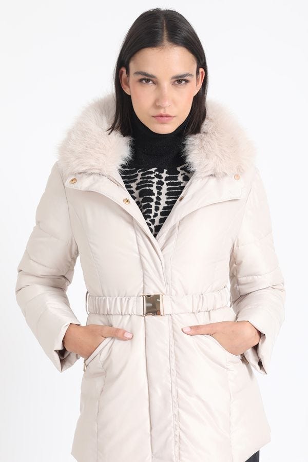 PARKA CON PIEL DESMONTABLE, BEIGE