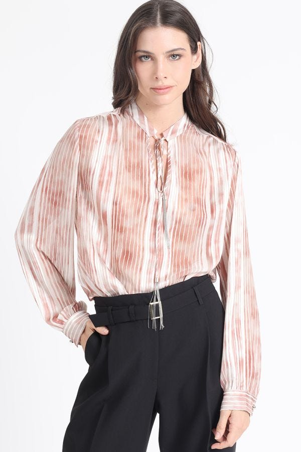 BLUSA CON LAZO Y CORDON FANTASIA, NARANJO