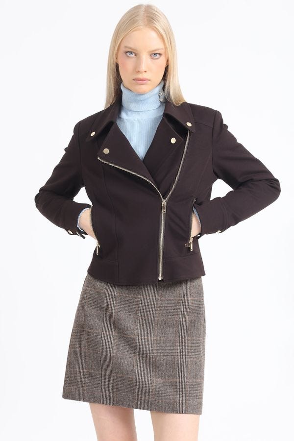 CHAQUETA BIKER, CHOCOLATE