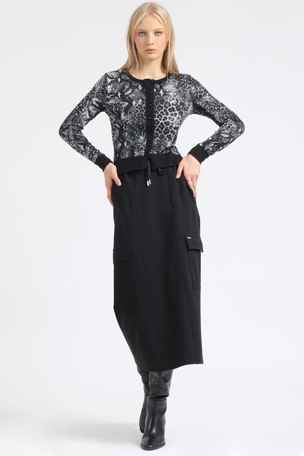 FALDA LARGA CARGO, NEGRO