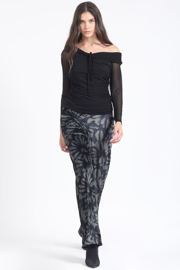 PANTALON ANCHO, TIRO ALTO, ESTAMPADO, VERDE
