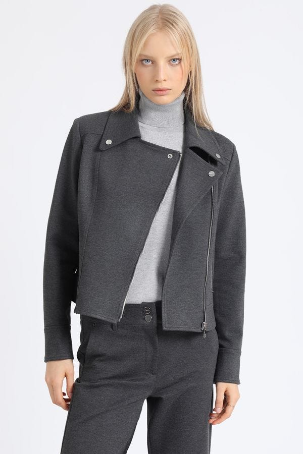 CHAQUETA BIKER, GRIS