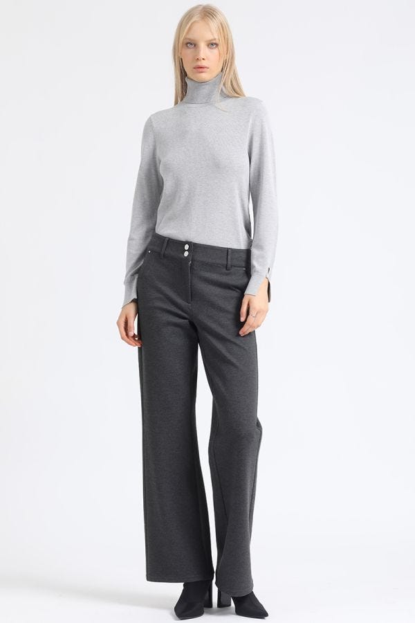 PANTALON RECTO, TIRO MEDIO, GRIS