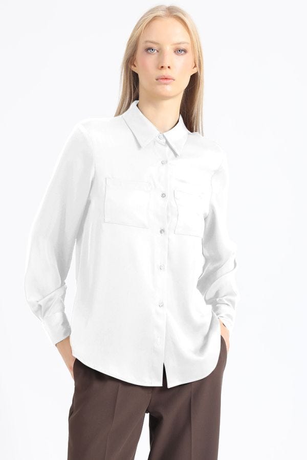 BLUSA BASICA SATIN, CRUDO