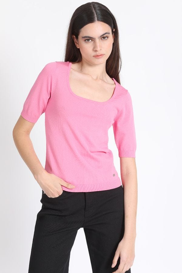 POLERA TEJIDA FUCSIA