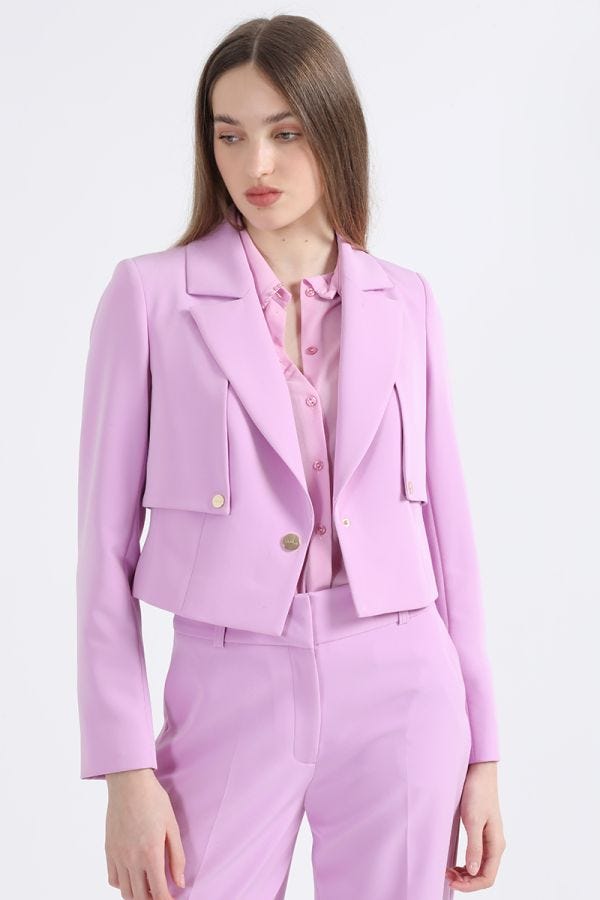 BLAZER CROPPED TIPO TRENCH, LILA
