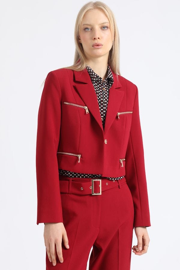 BLAZER CROP CIERRES FANTASIA, VINO