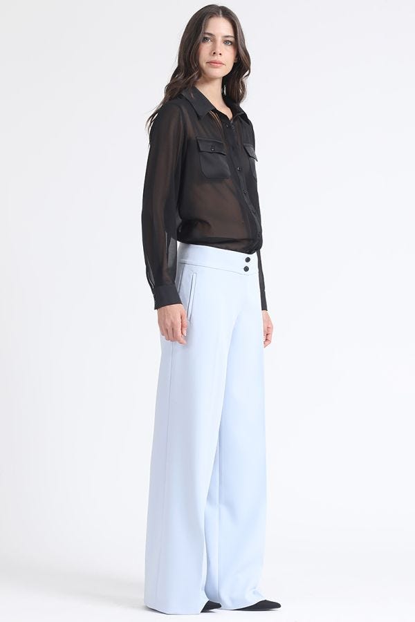 PANTALON ANCHO TIRO ALTO, CELESTE