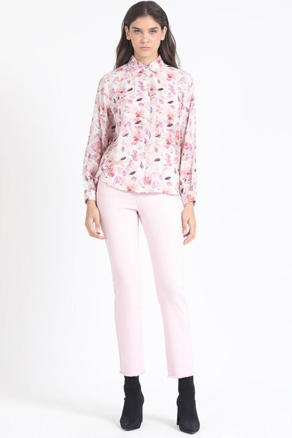 PANTALON PITILLO TIRO MEDIO, PROCESADO COLOR ROSA