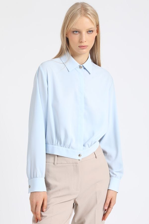 BLUSA CROP, CELESTE