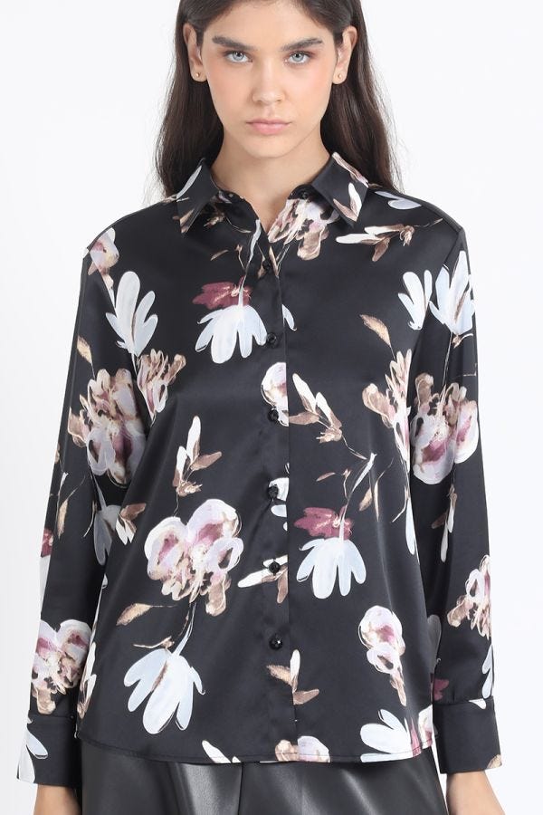 BLUSA SATIN ESTAMPADO, NEGRO