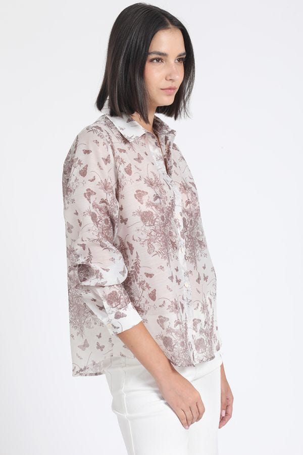 BLUSA ESTAMPADO MARIPOSA, CRUDO