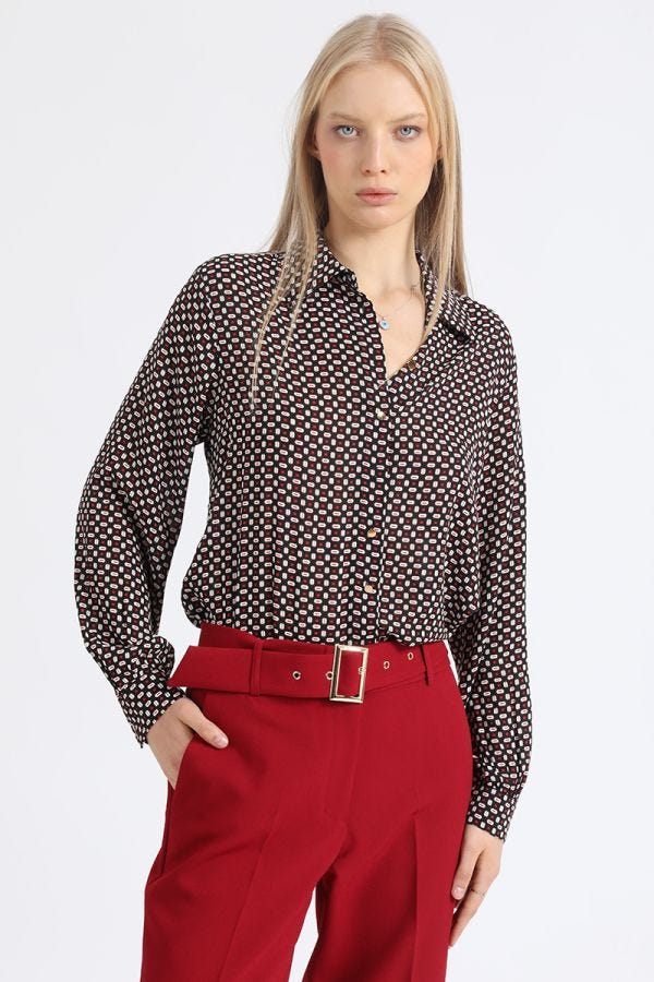 BLUSA ESTAMPADA MICRO RETRO, NEGRO