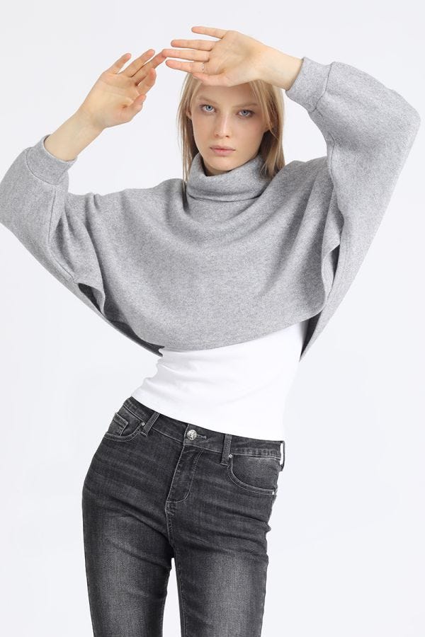 BEATLE TEJIDO PUNTO CROP CON HILO METALIZADO, GRIS