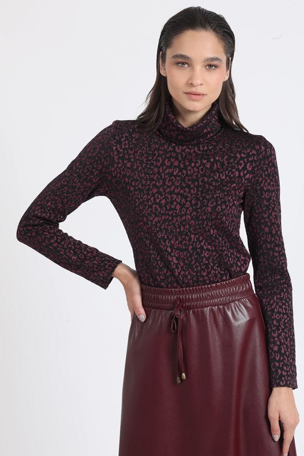 BEATLE FANTASIA LEOPARDO CON HILO METALIZADO, ROJO