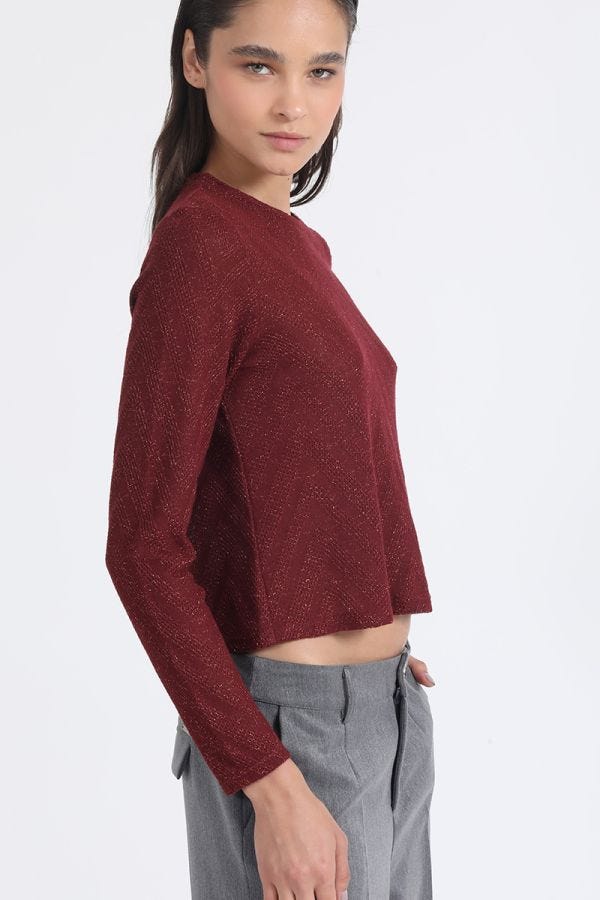 POLERA FANTASIA CON HILO METALIZADO, BURDEO