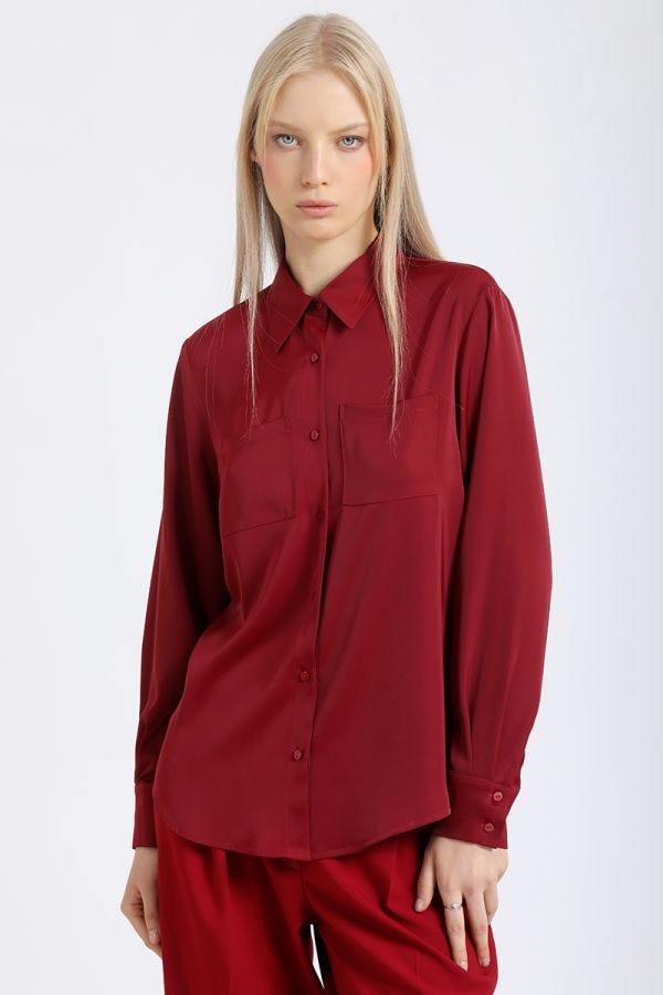 BLUSA BASICA SATIN, VINO