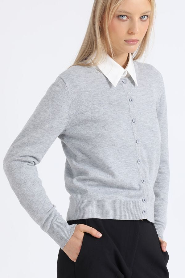 CARDIGAN TEJIDO PUNTO, GRIS